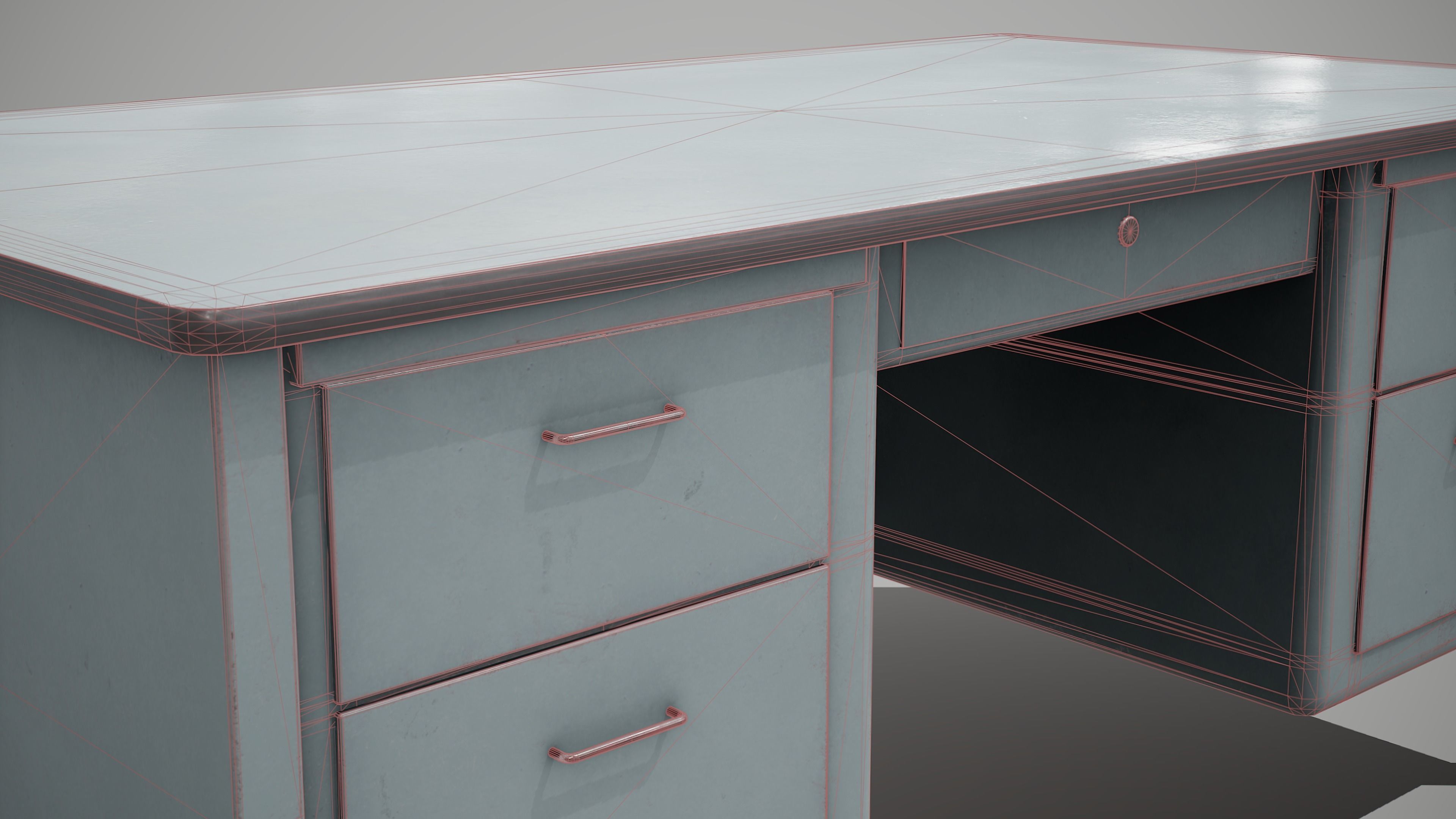 Metal Desk table Low-poly 3D model_11