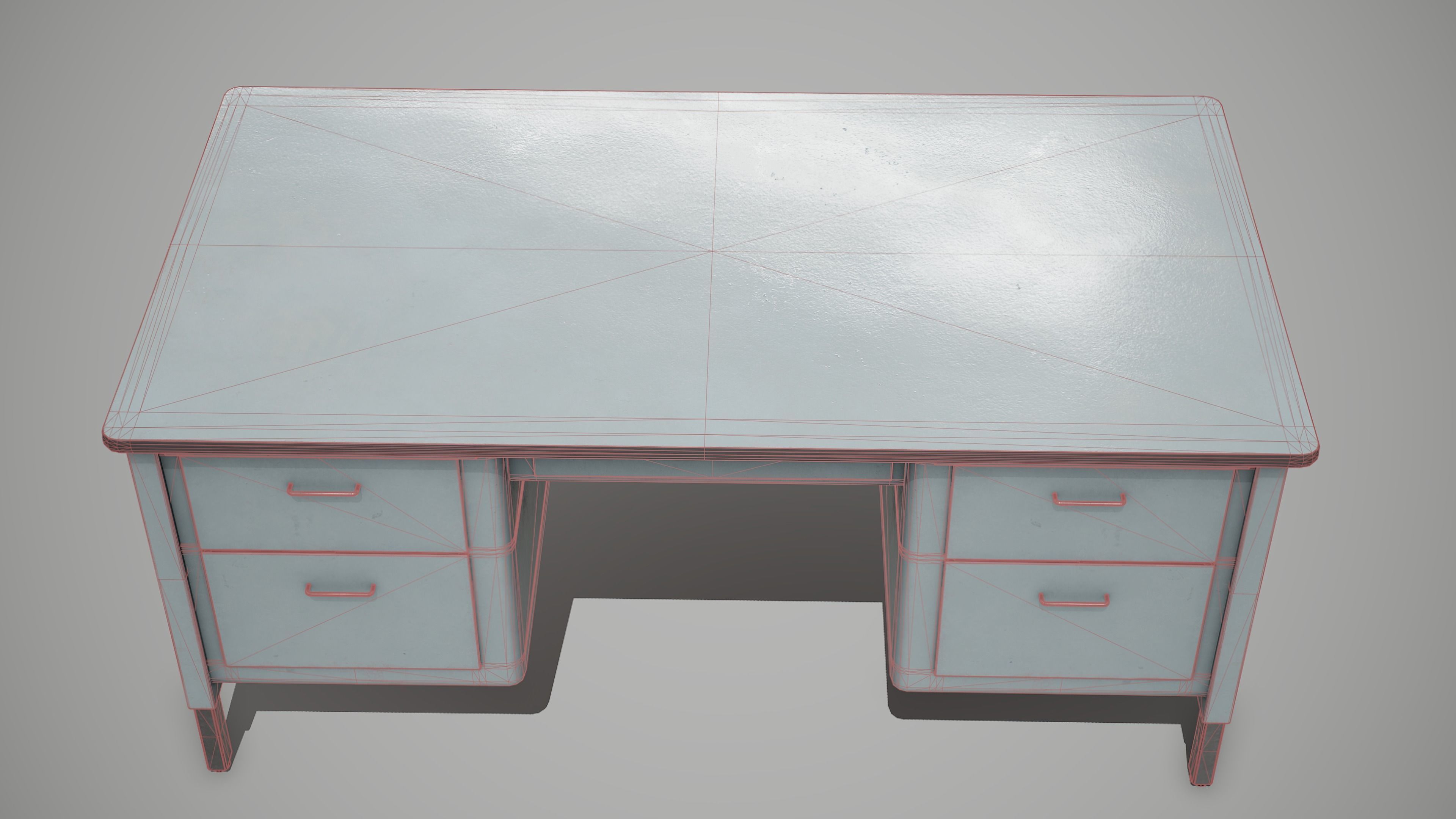 Metal Desk table Low-poly 3D model_8