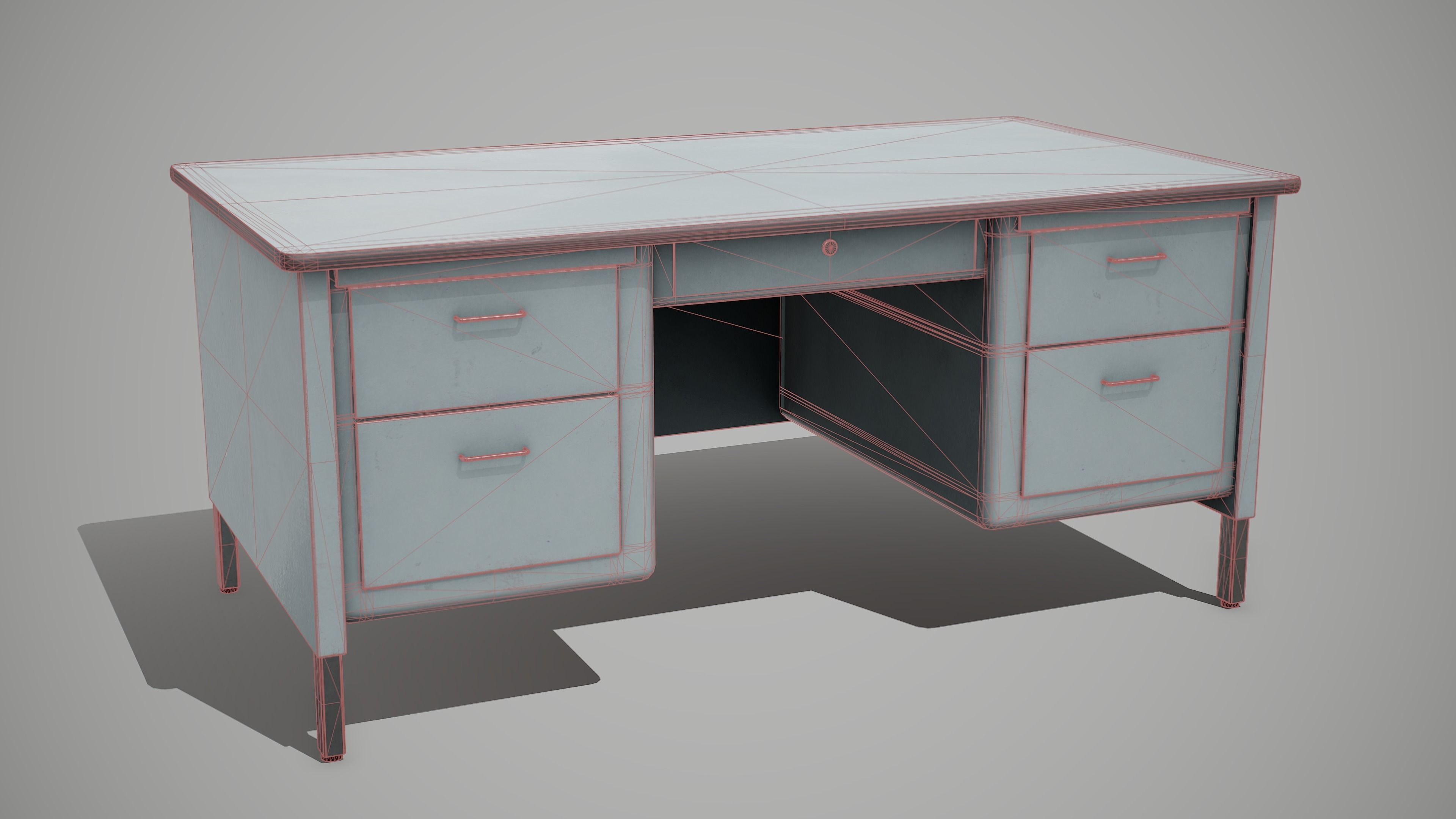 Metal Desk table Low-poly 3D model_2