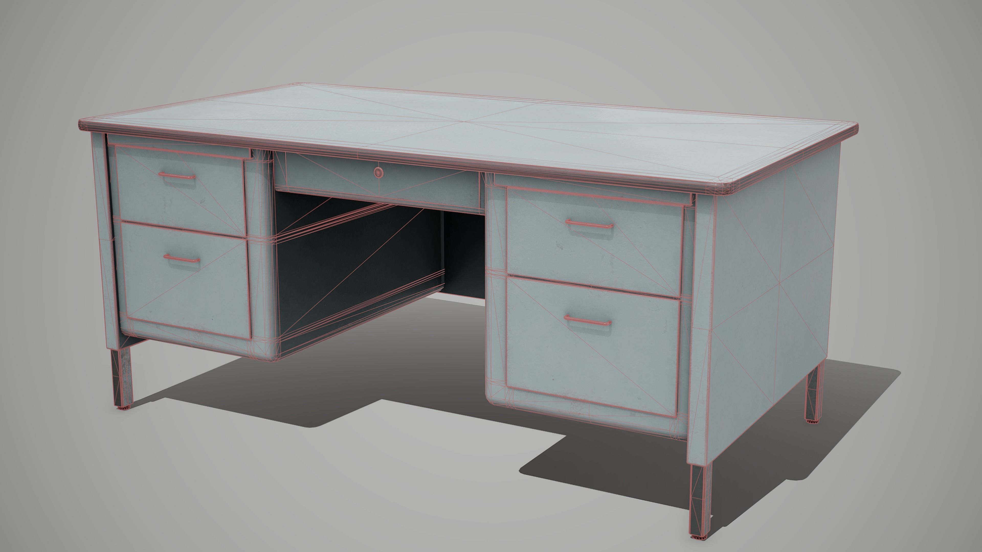Metal Desk table Low-poly 3D model_6