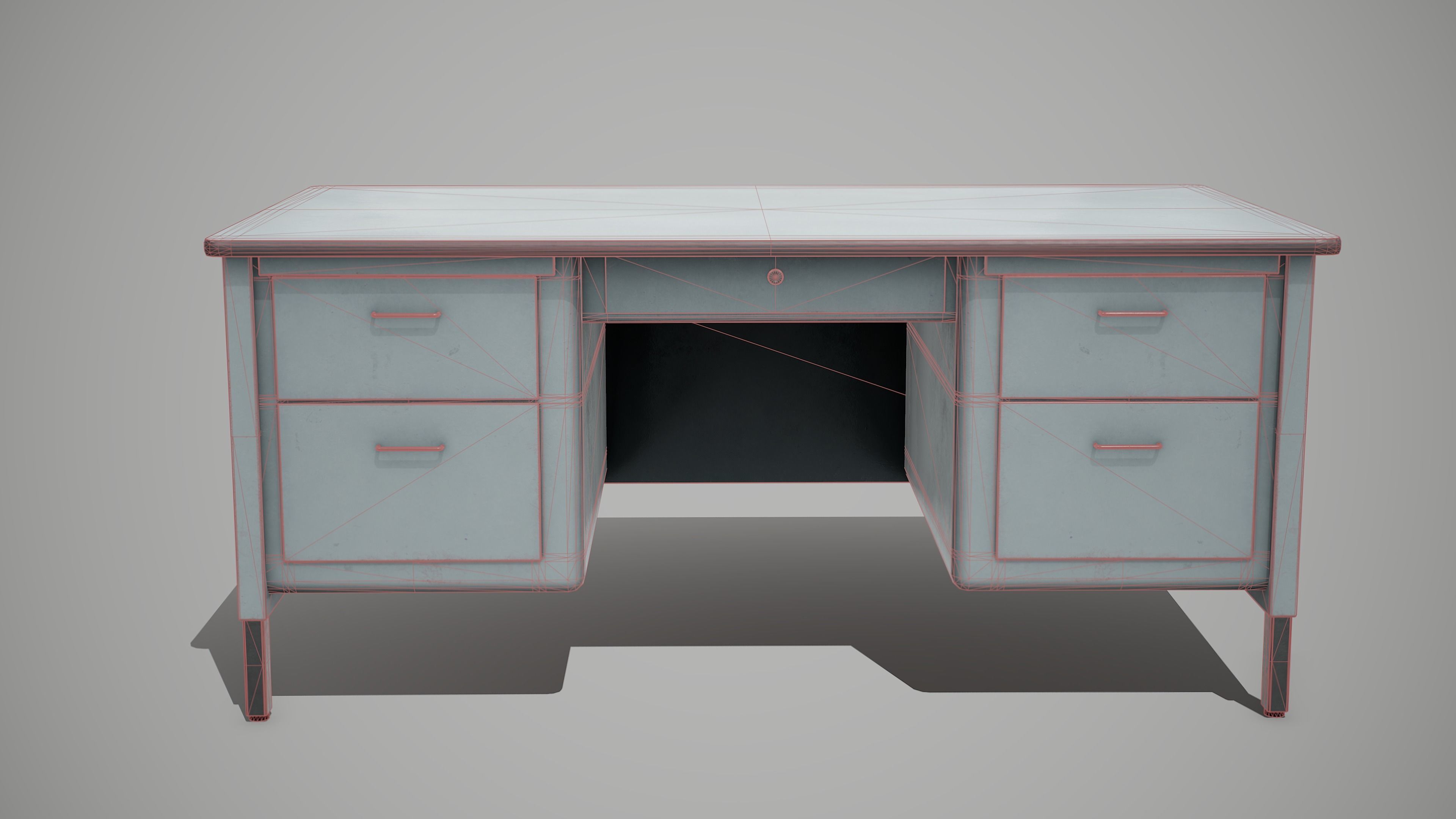 Metal Desk table Low-poly 3D model_4