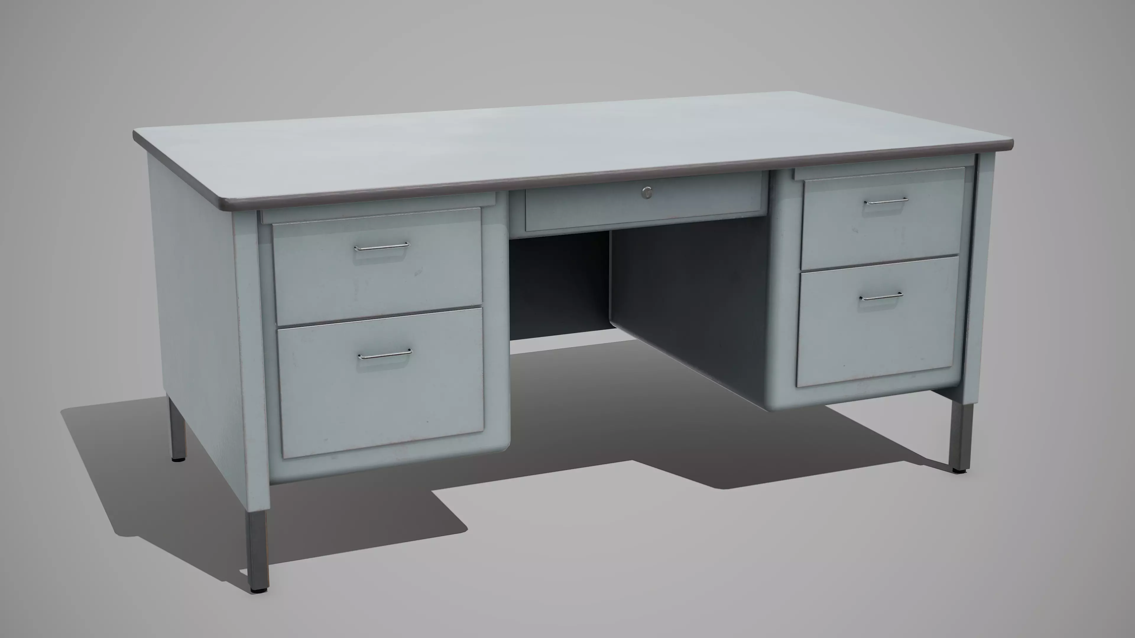 Metal Desk table Low-poly 3D model_0