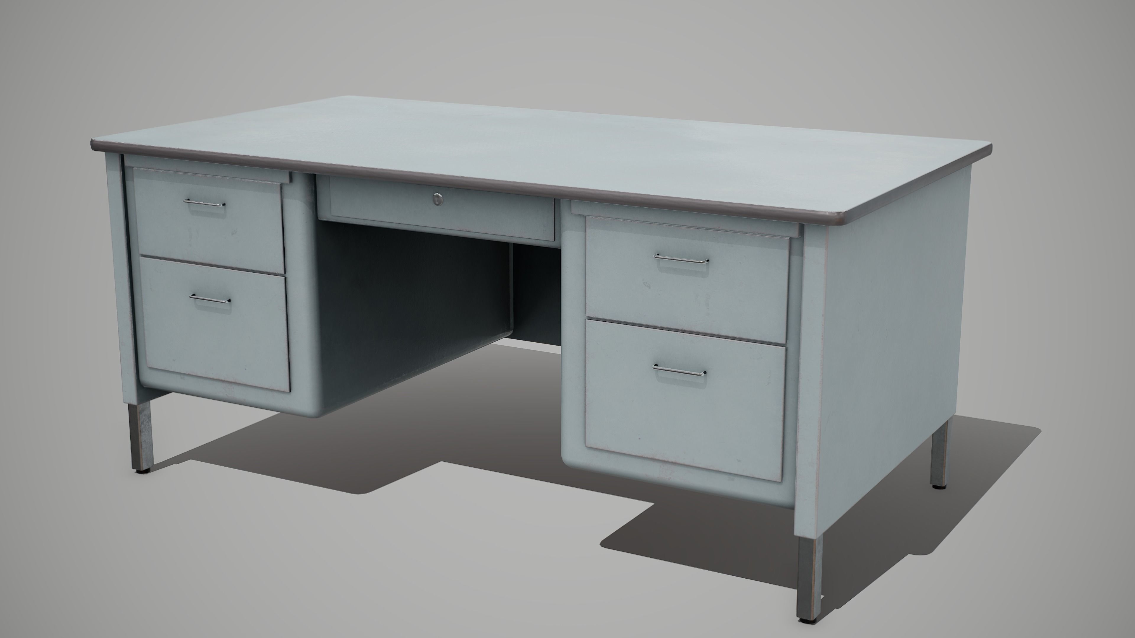 Metal Desk table Low-poly 3D model_5