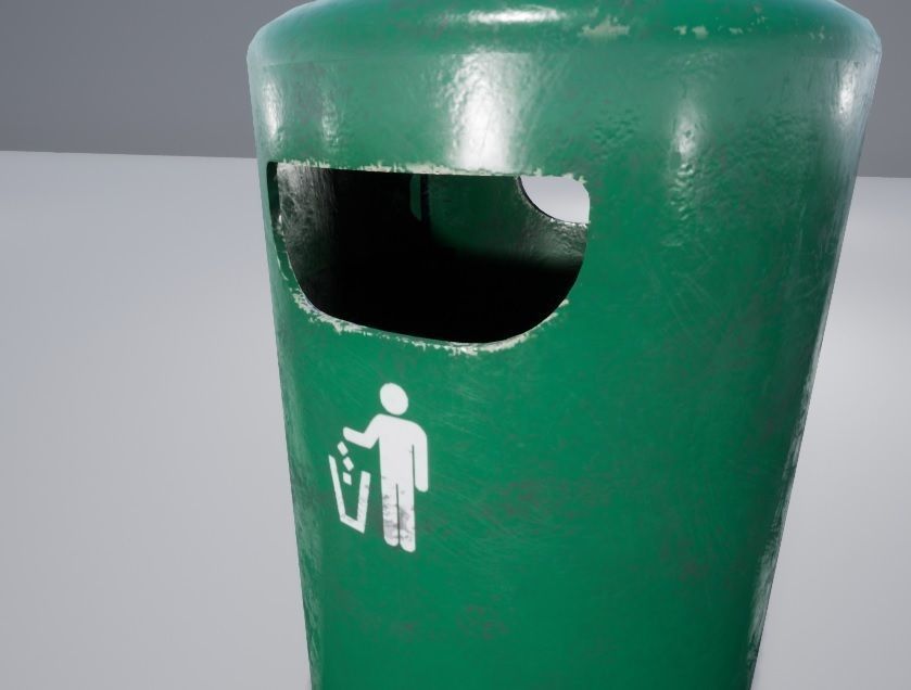 Round Trashcan Low-poly 3D model_4