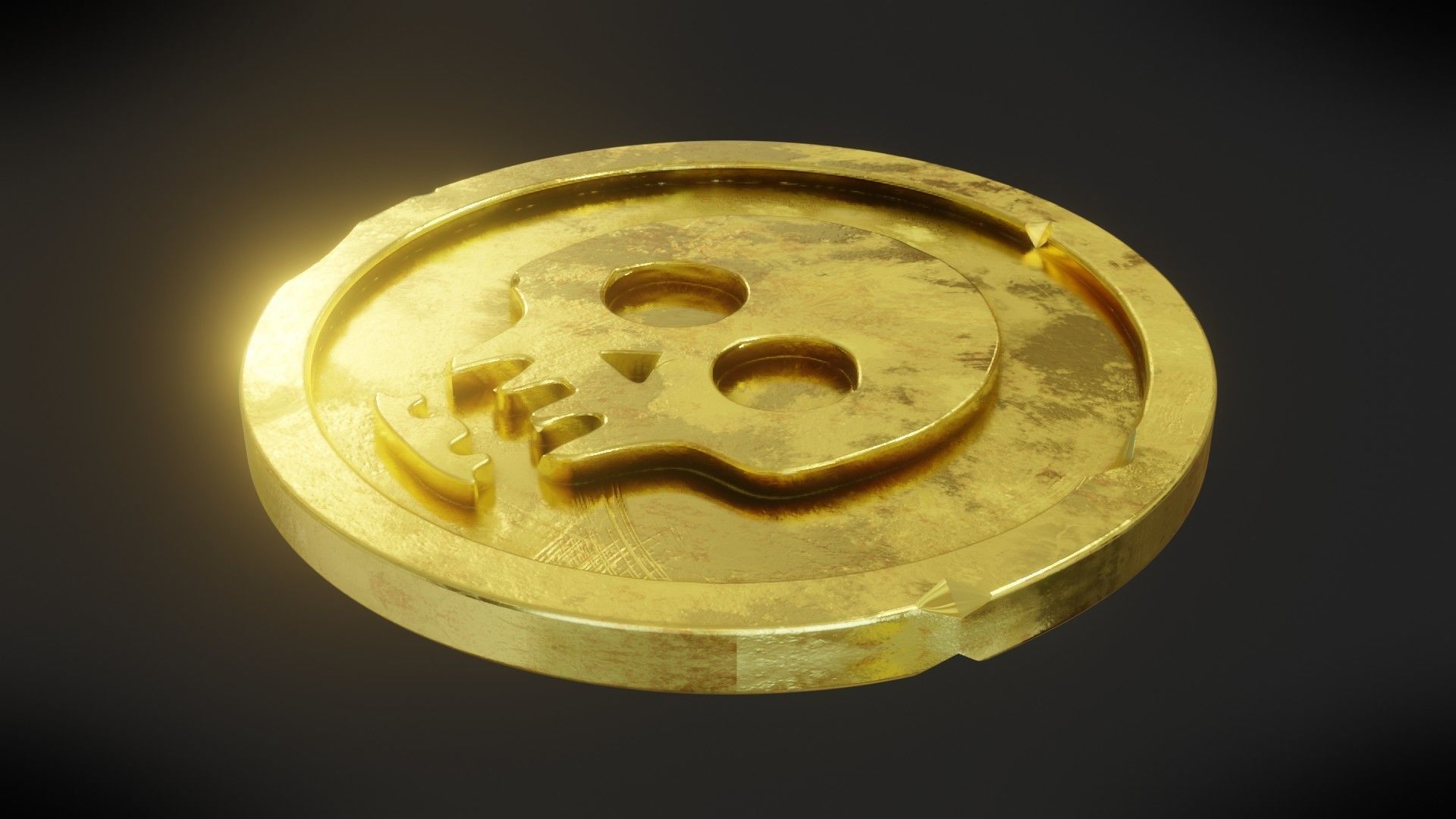 Pirate Doubloon Low-poly 3D model_3