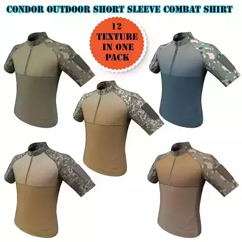 Condor Outdoor Short Sleeve Combat Shirt Low Poly PBR low  Low-poly 3D model