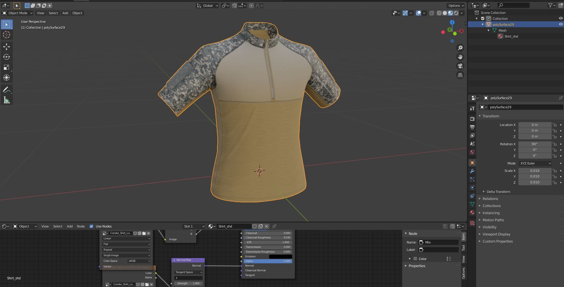 Condor Outdoor Short Sleeve Combat Shirt Low Poly PBR low  Low-poly 3D model_8