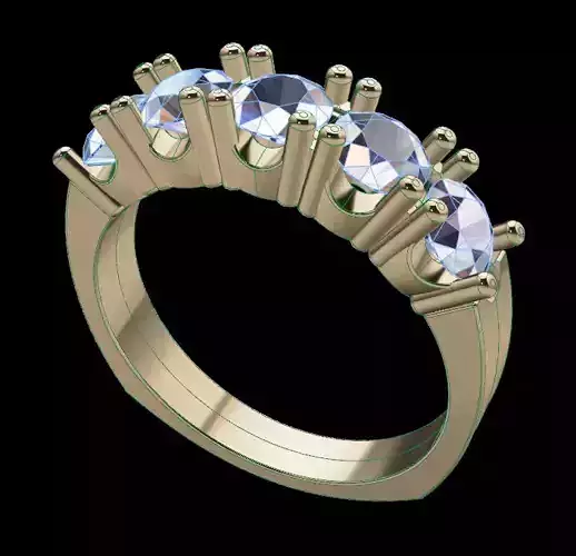 5 Stone Engagement Band 4mm 3D print model