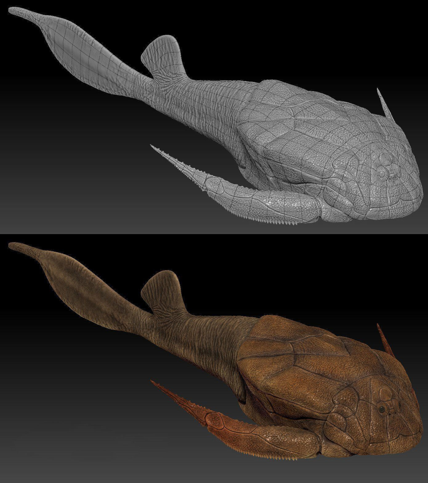 Extinct fishes Low-poly 3D model_11