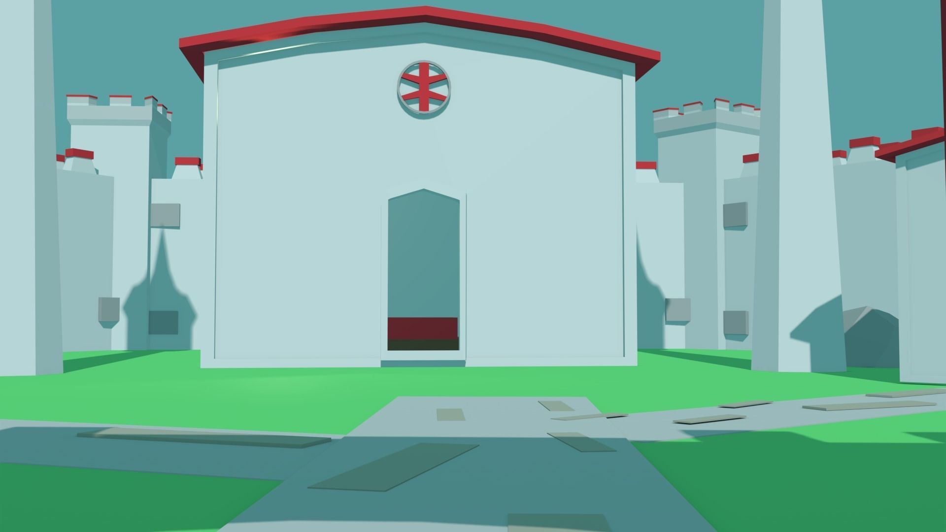 Low Poly Castle Model with roof Free low-poly 3D model_4