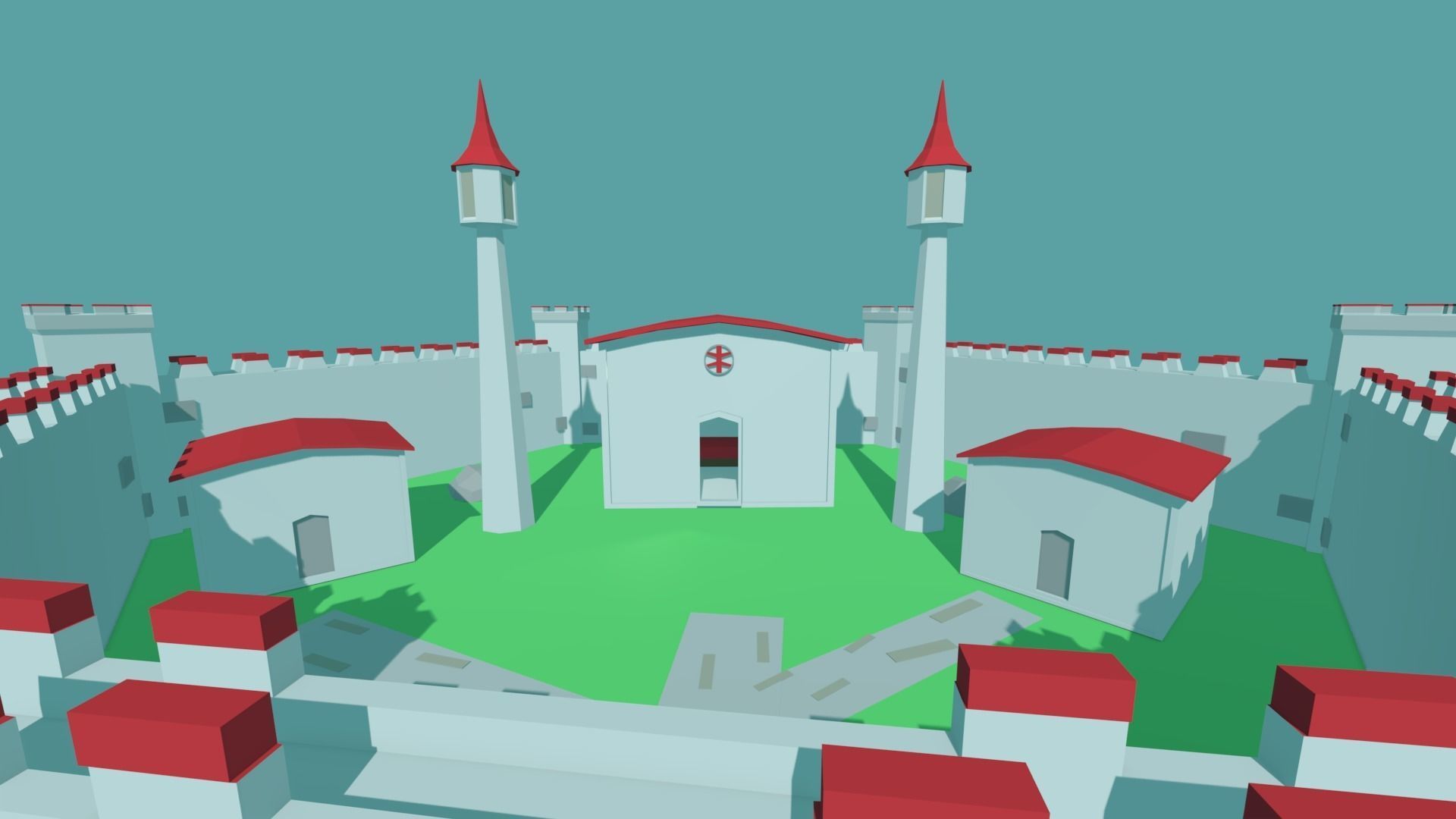 Low Poly Castle Model with roof Free low-poly 3D model_8