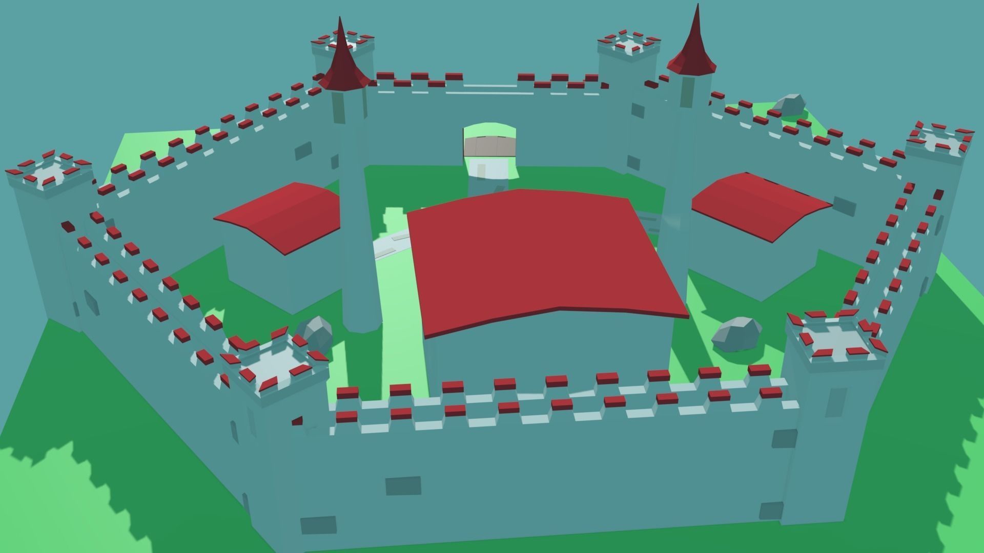 Low Poly Castle Model with roof Free low-poly 3D model_3