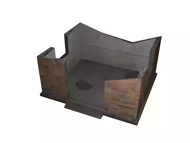 Ruins room with brick walls and floor