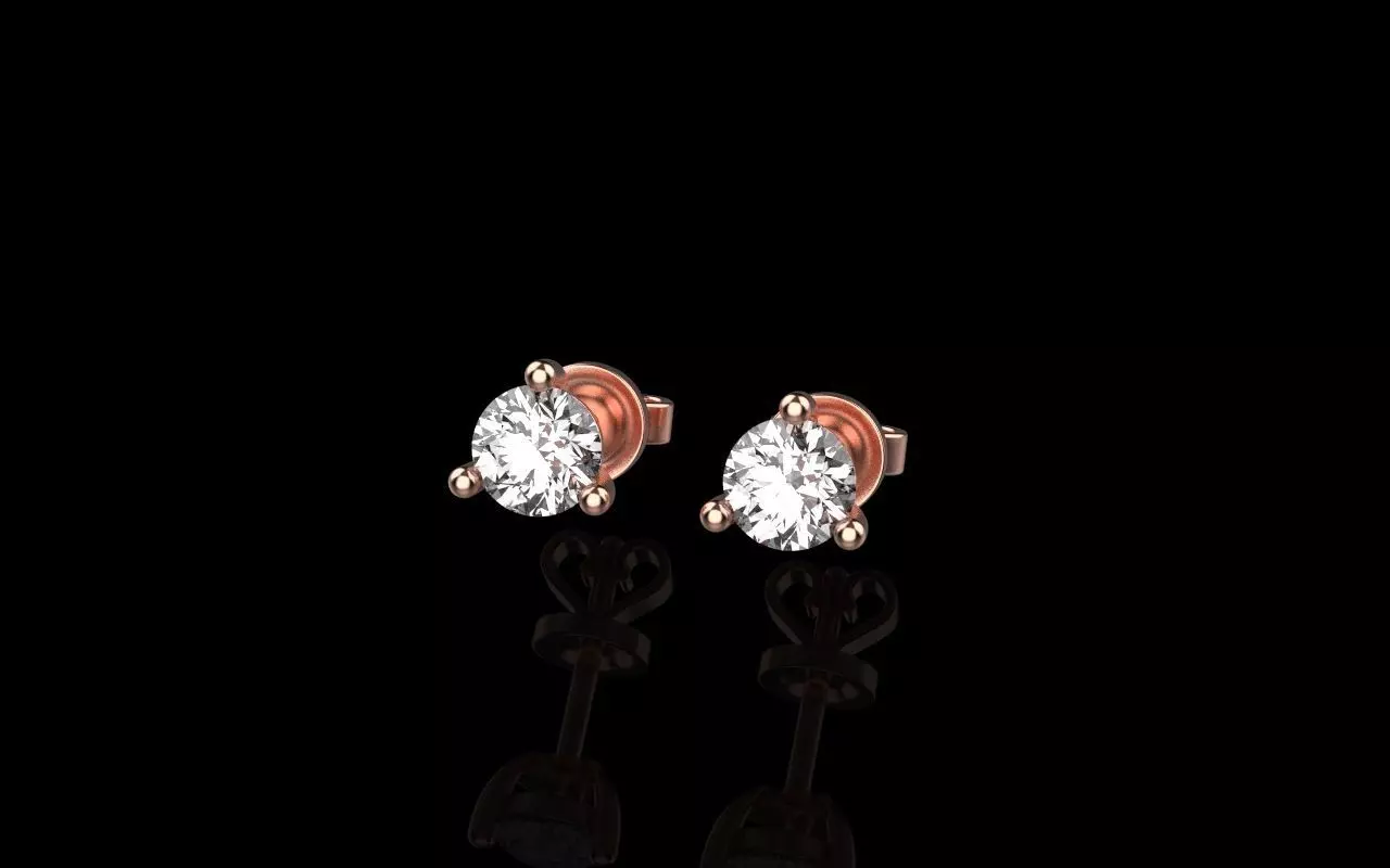 earring puset stud with 1 gem 3D print model