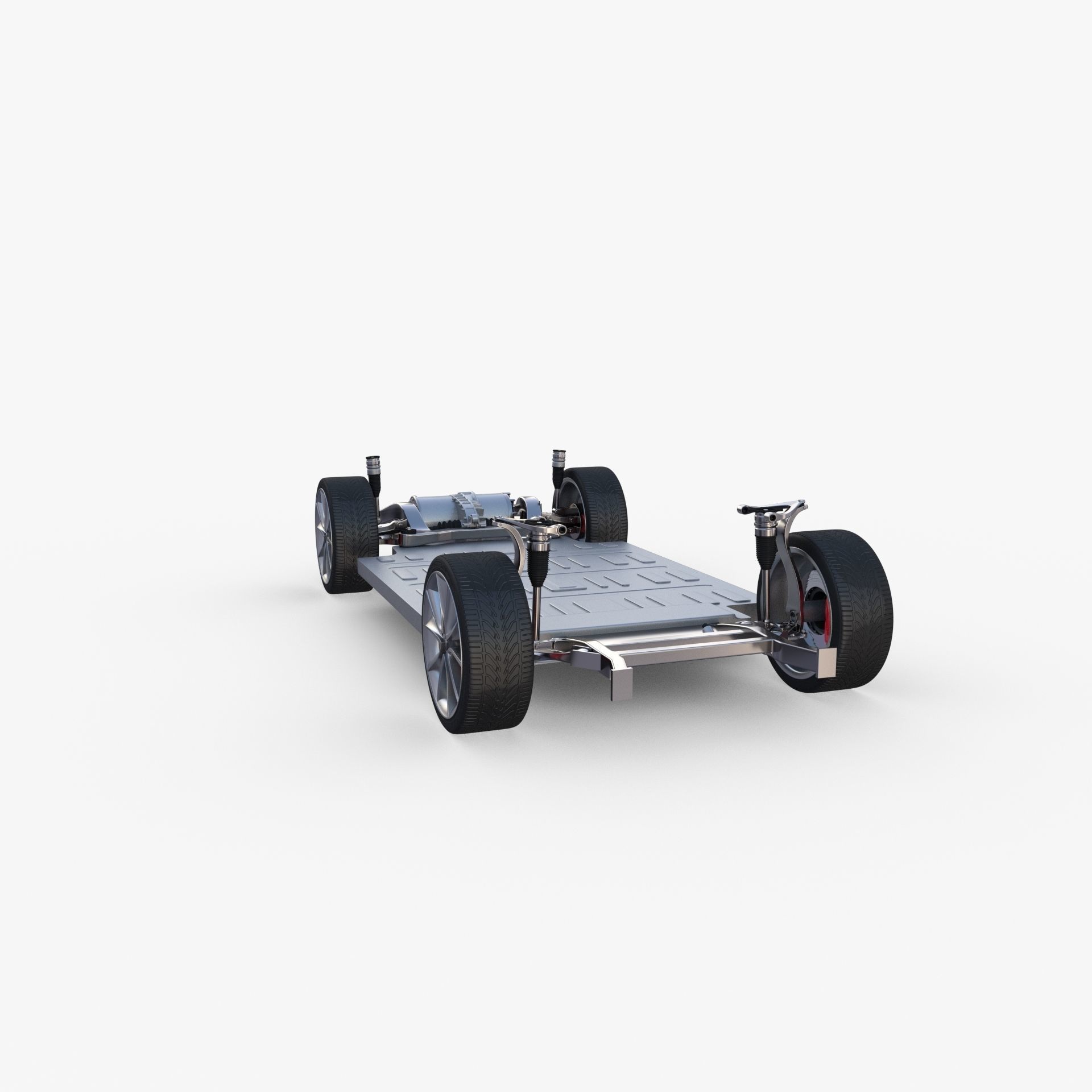 Tesla Model Y RWD Blue with interior and chassis 3D model_55