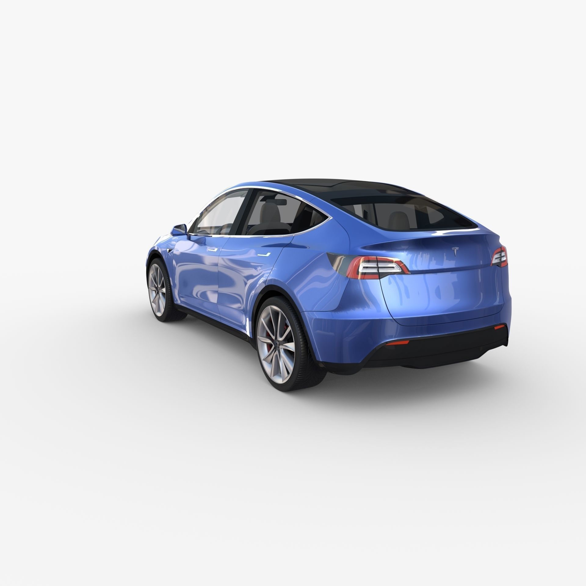 Tesla Model Y RWD Blue with interior and chassis 3D model_4