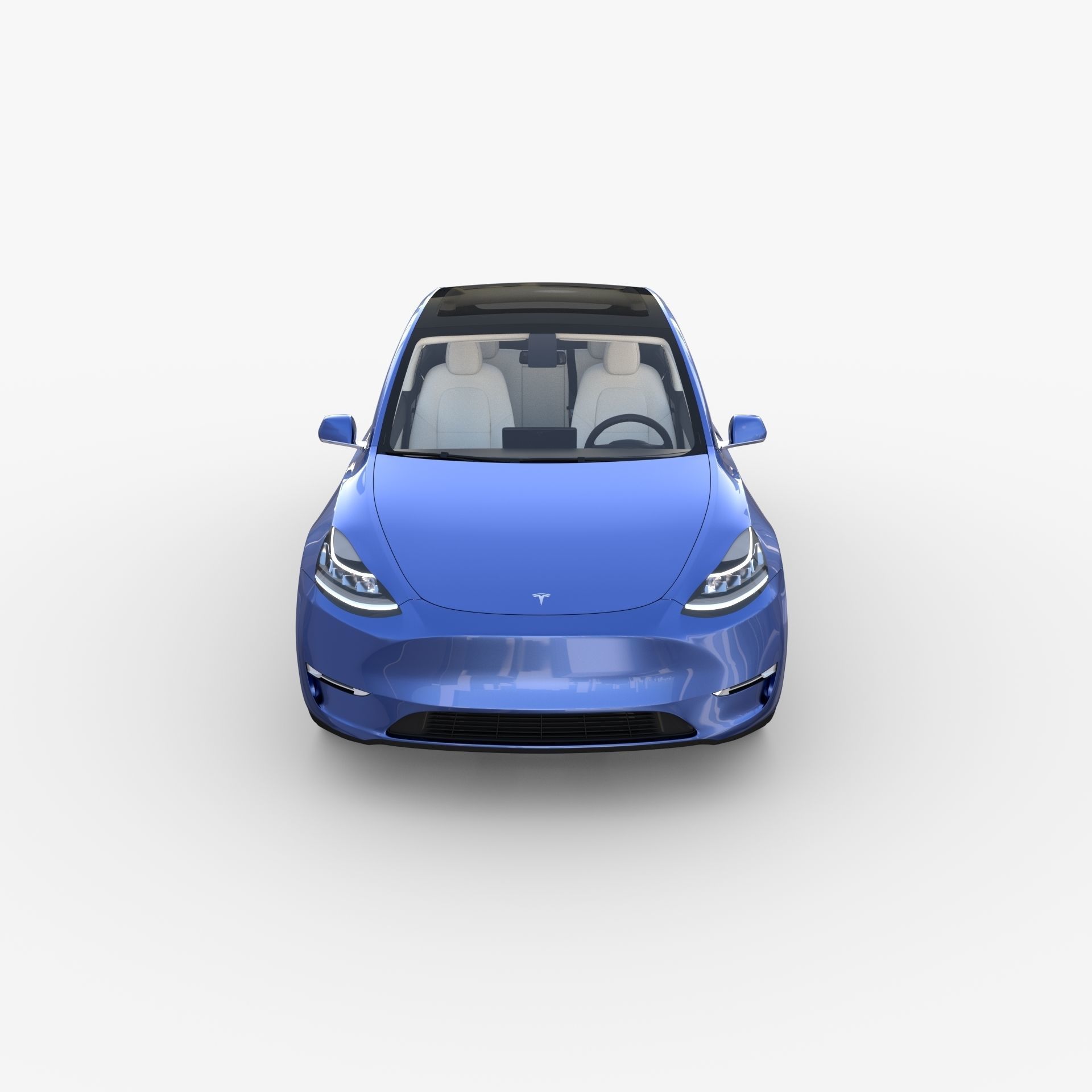 Tesla Model Y RWD Blue with interior and chassis 3D model_7