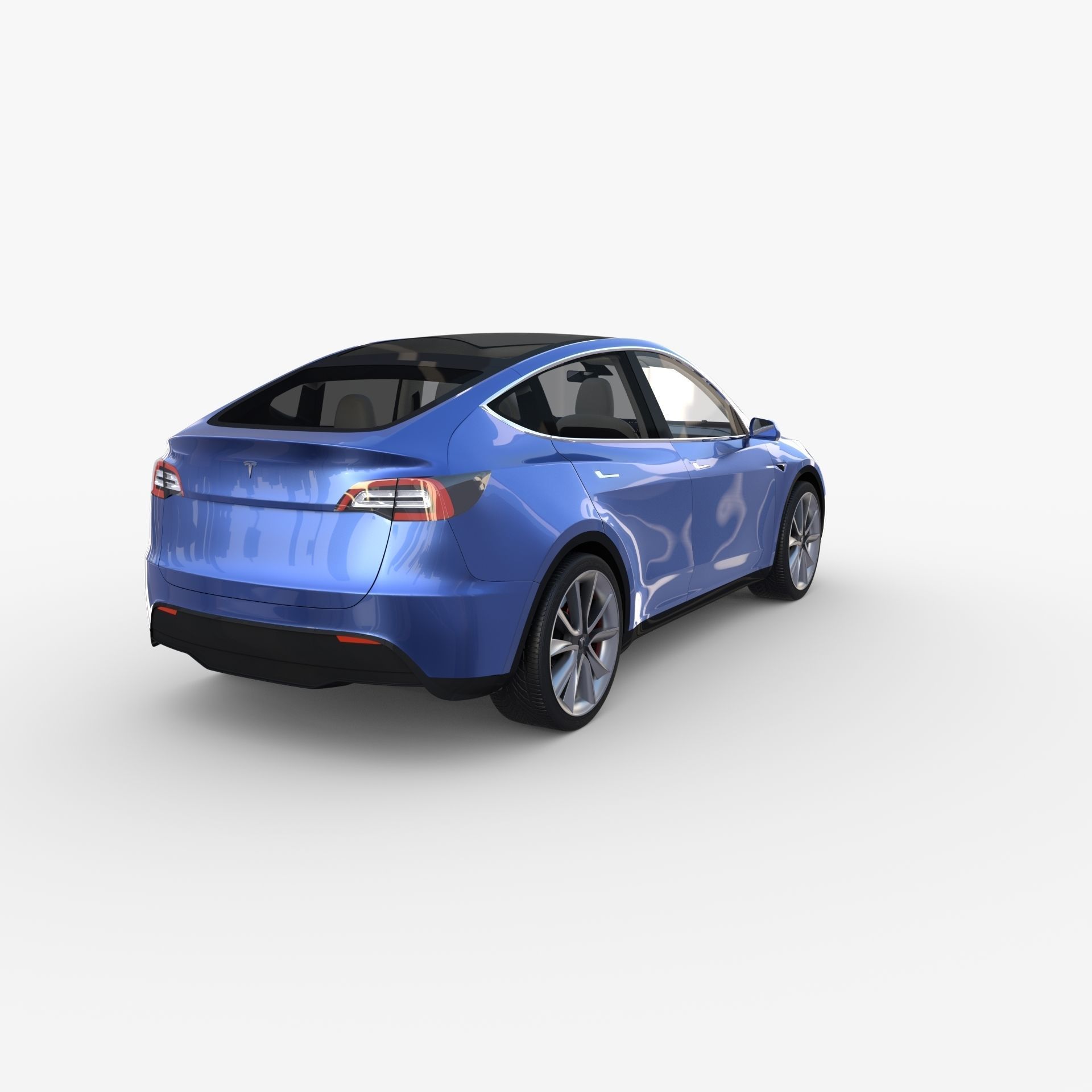 Tesla Model Y RWD Blue with interior and chassis 3D model_5