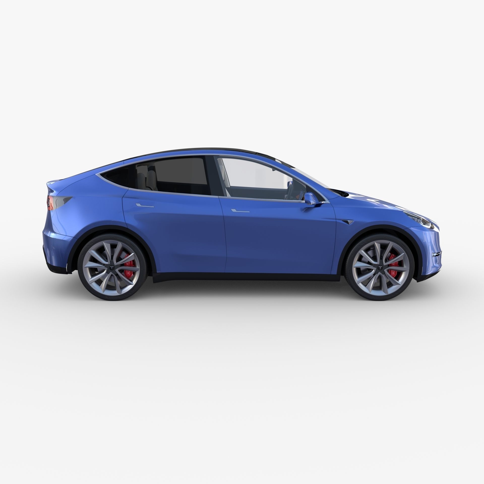 Tesla Model Y RWD Blue with interior and chassis 3D model_6