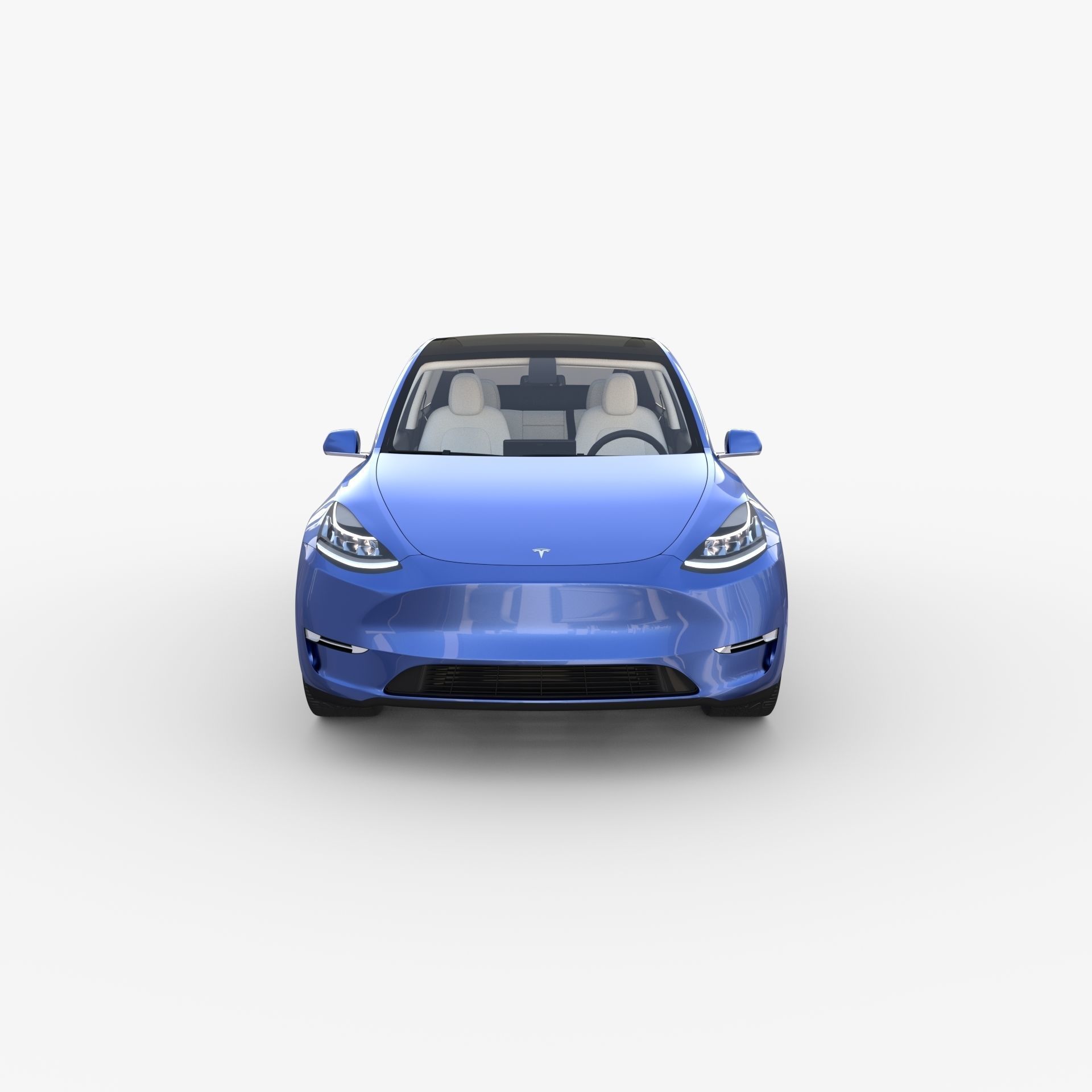 Tesla Model Y RWD Blue with interior and chassis 3D model_2