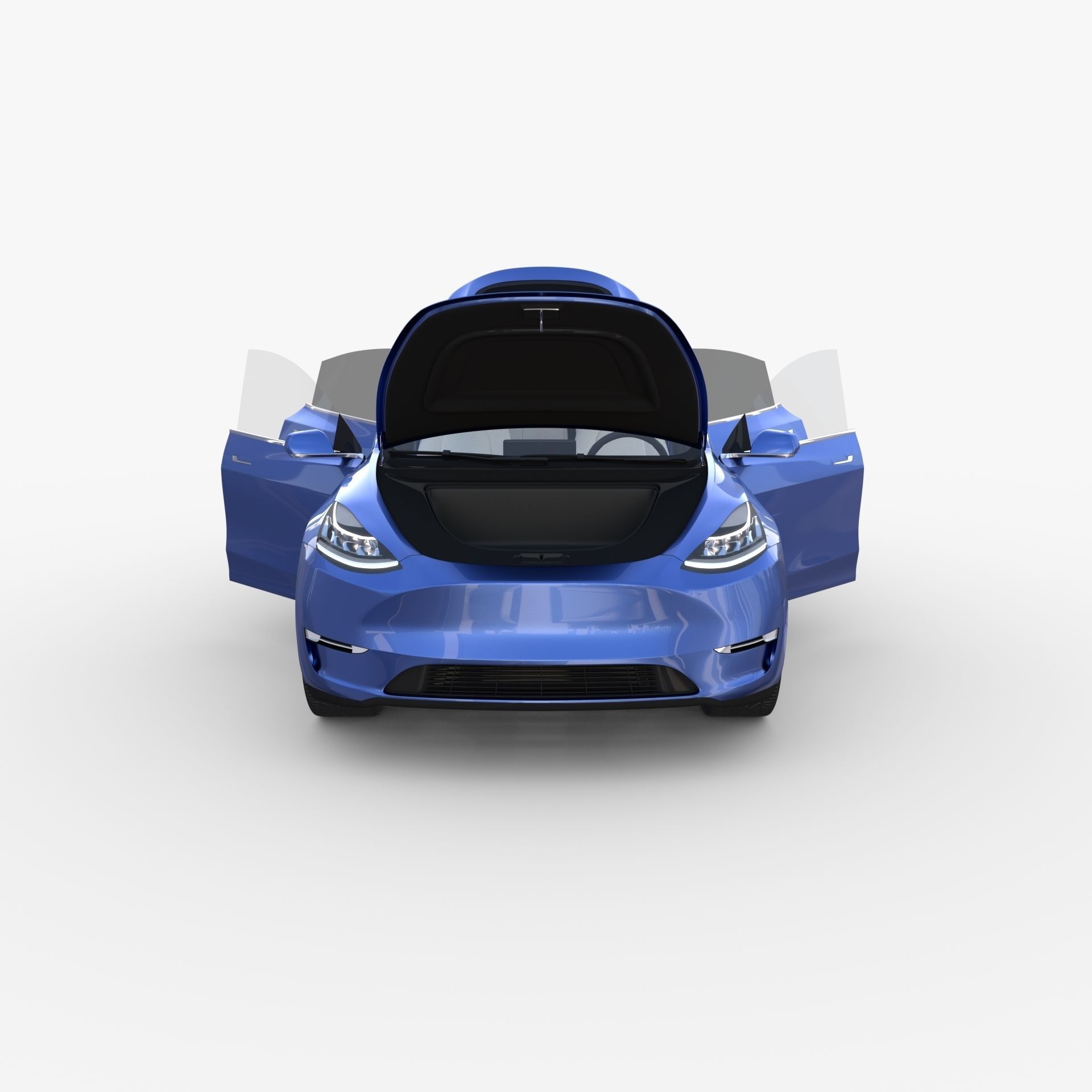 Tesla Model Y RWD Blue with interior and chassis 3D model_19