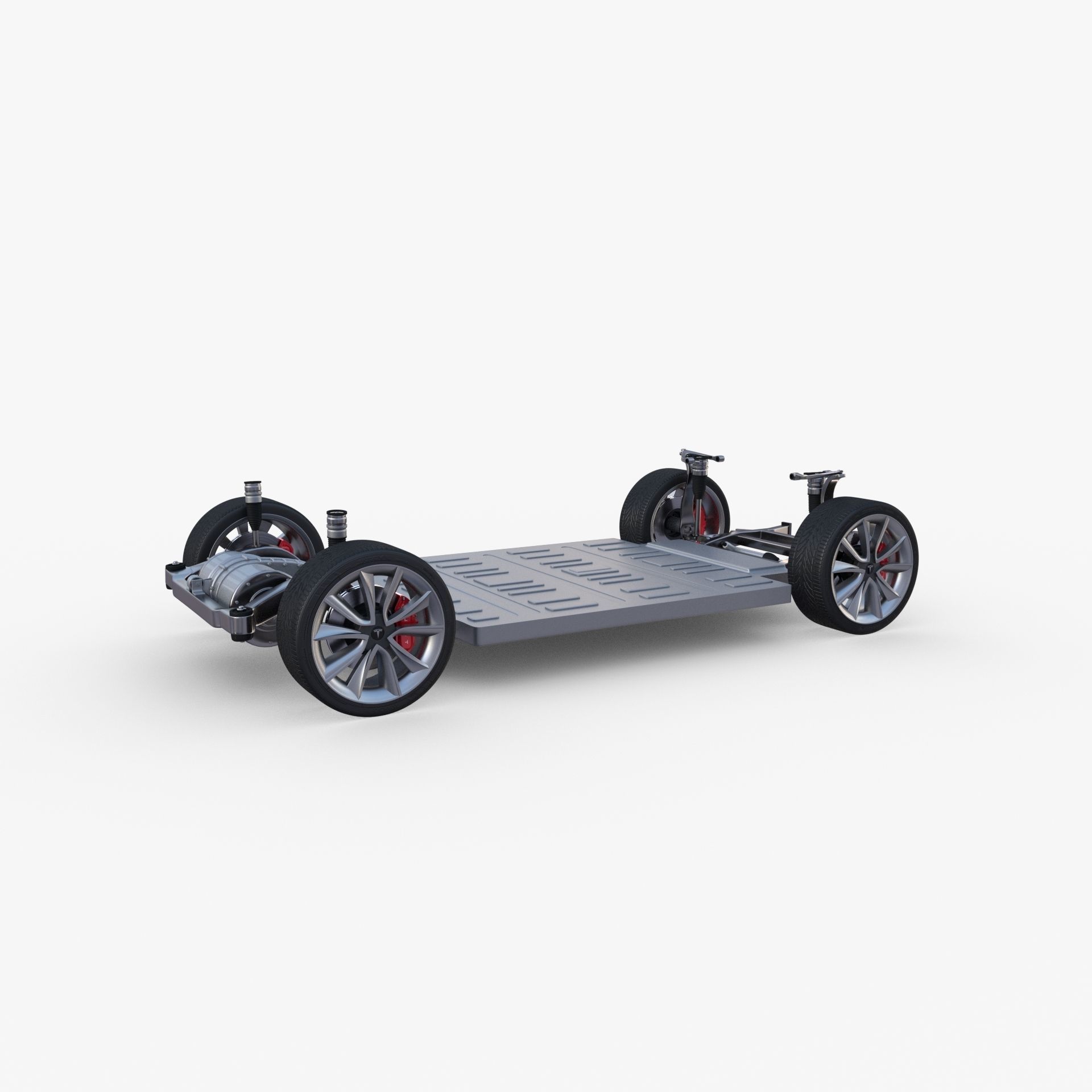 Tesla Model Y RWD Blue with interior and chassis 3D model_54