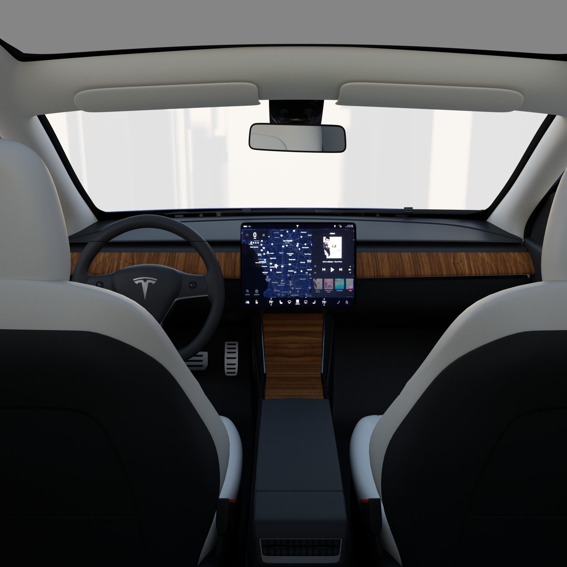 Tesla Model Y RWD Blue with interior and chassis 3D model_18