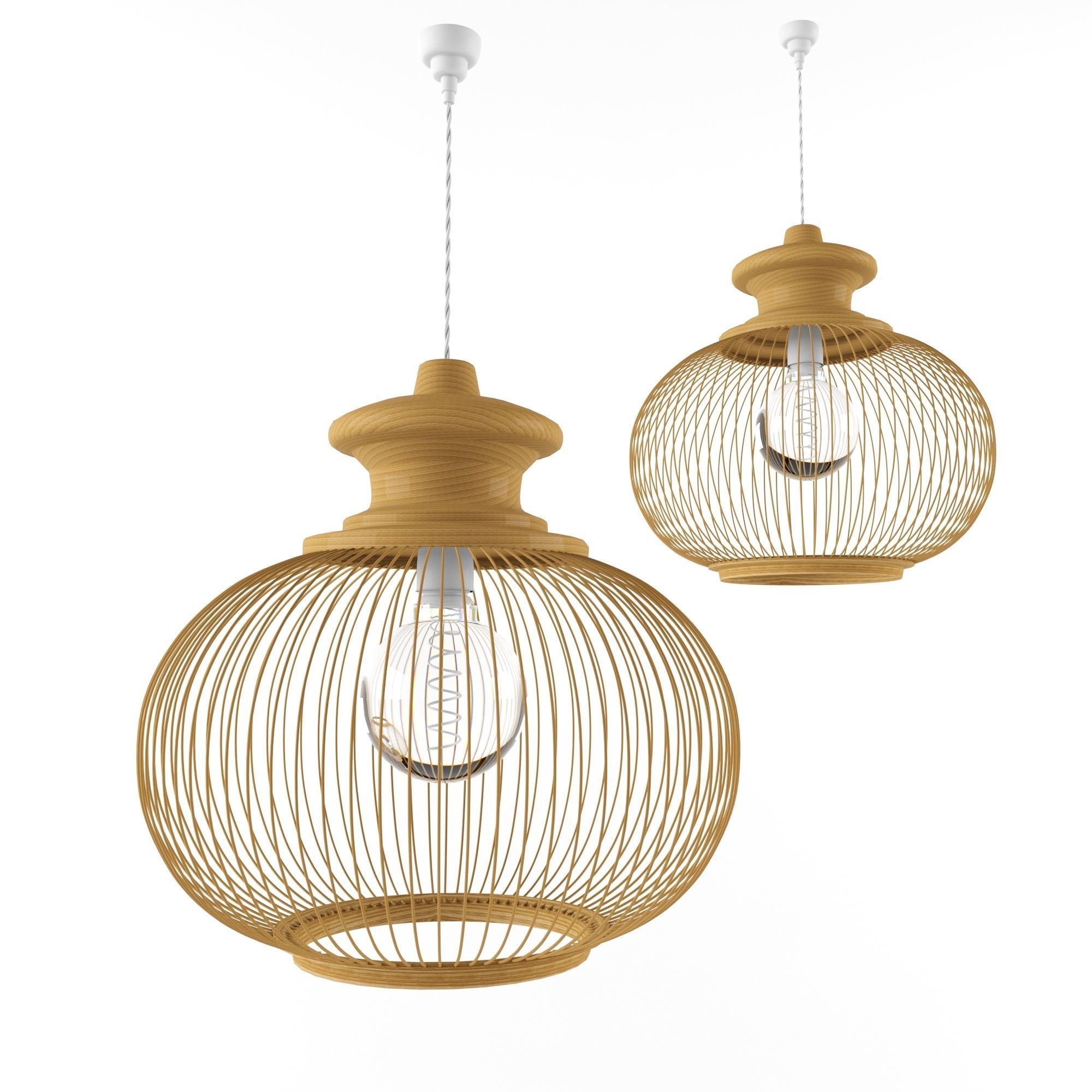 Lamp rattan bamboo outdoor 3D model_2