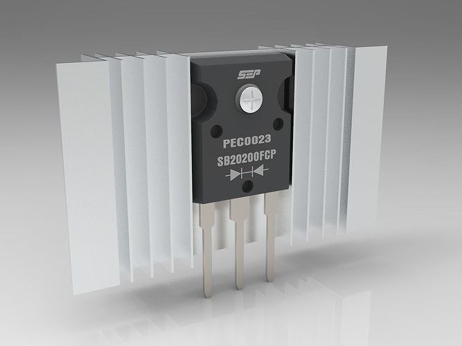 Transistor electronic component Low-poly 3D model