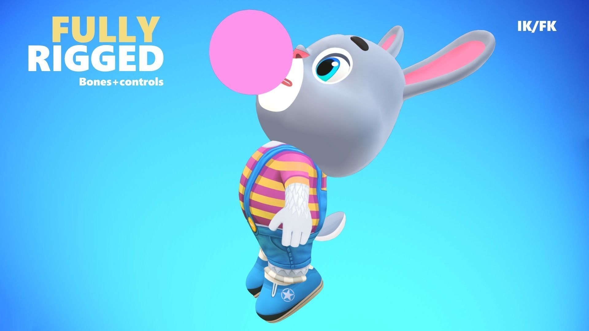 Rabbit Bunny Hare Animated Rigged Low-poly 3D model_2