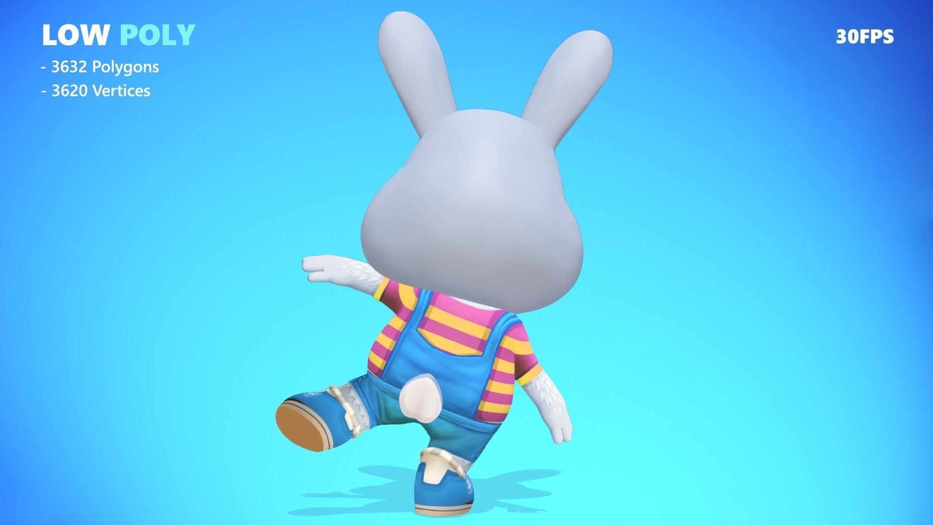 Rabbit Bunny Hare Animated Rigged Low-poly 3D model_9