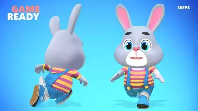 Rabbit Bunny Hare Animated Rigged Low-poly 3D model