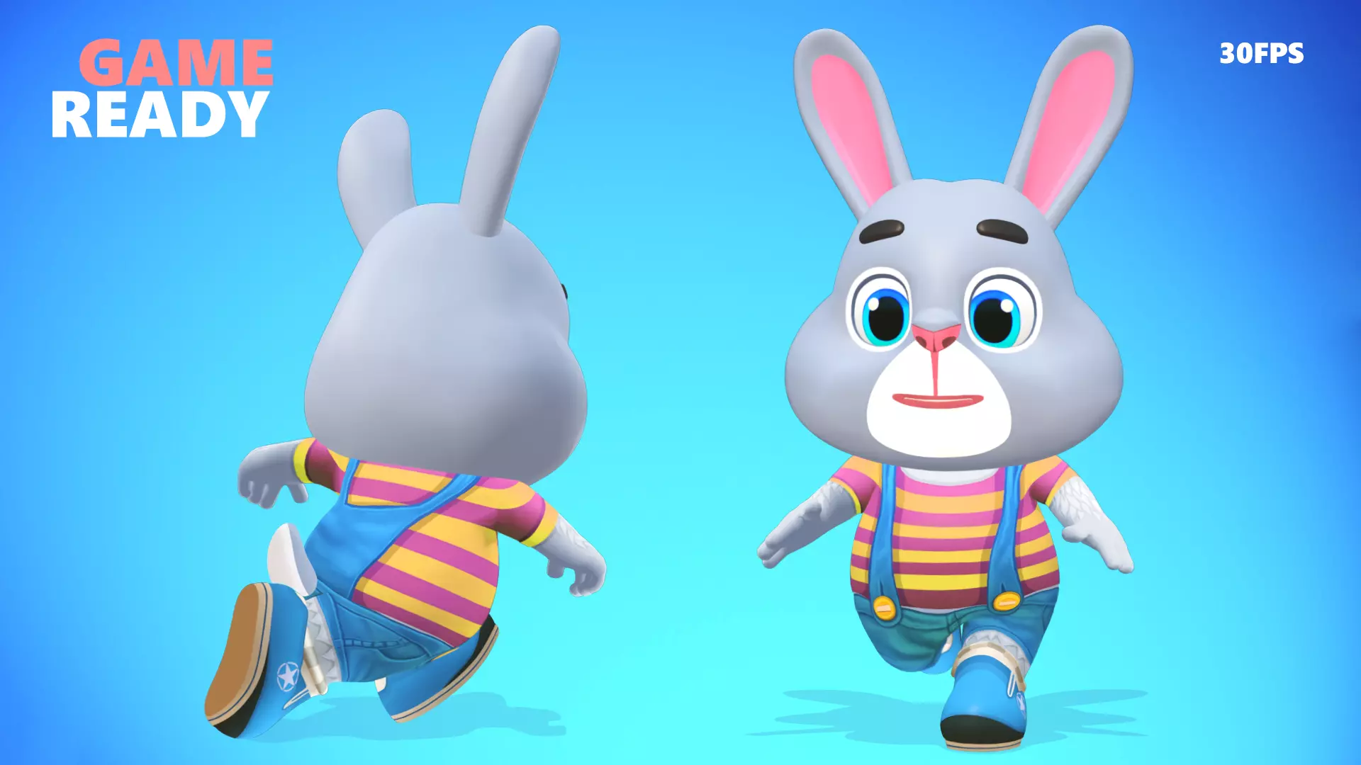 Rabbit Bunny Hare Animated Rigged Low-poly 3D model_0