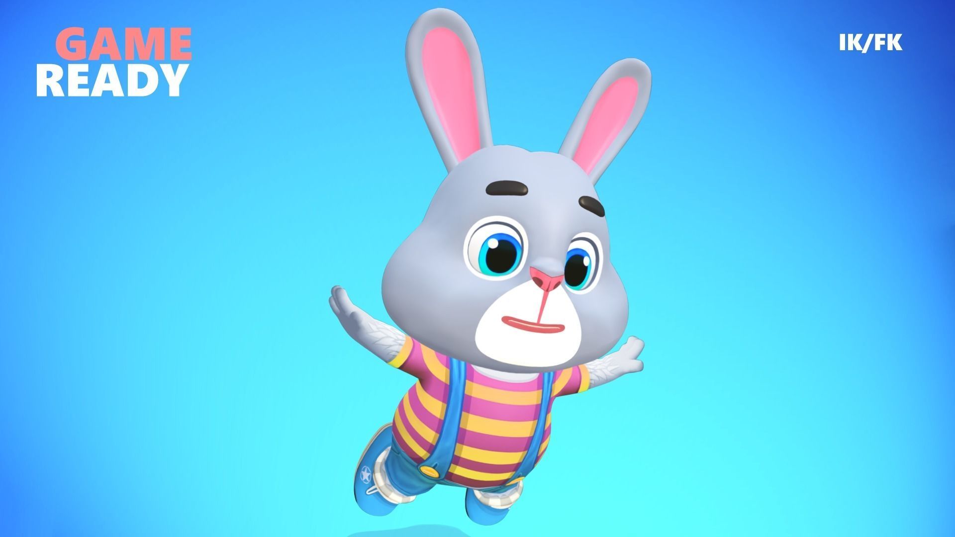 Rabbit Bunny Hare Animated Rigged Low-poly 3D model_4