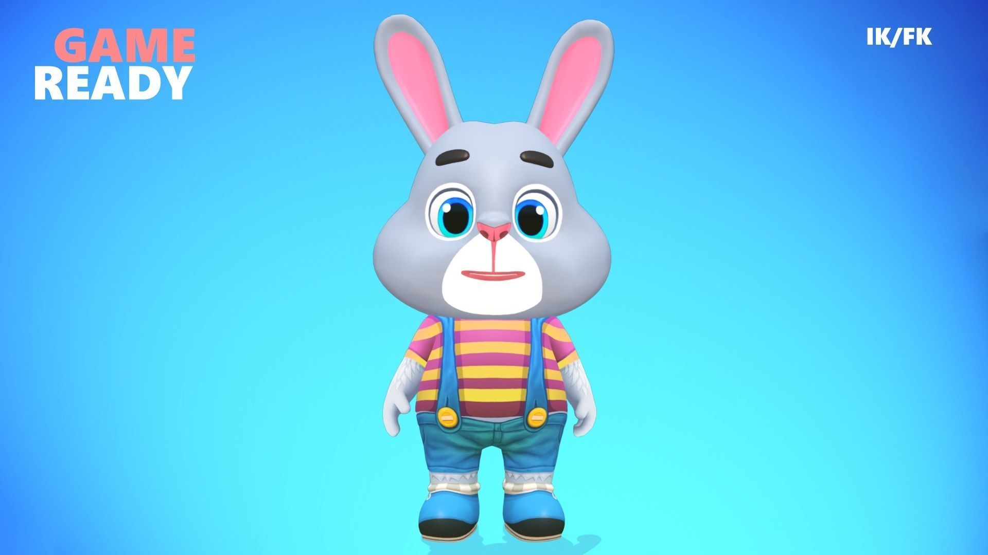 Rabbit Bunny Hare Animated Rigged Low-poly 3D model_8