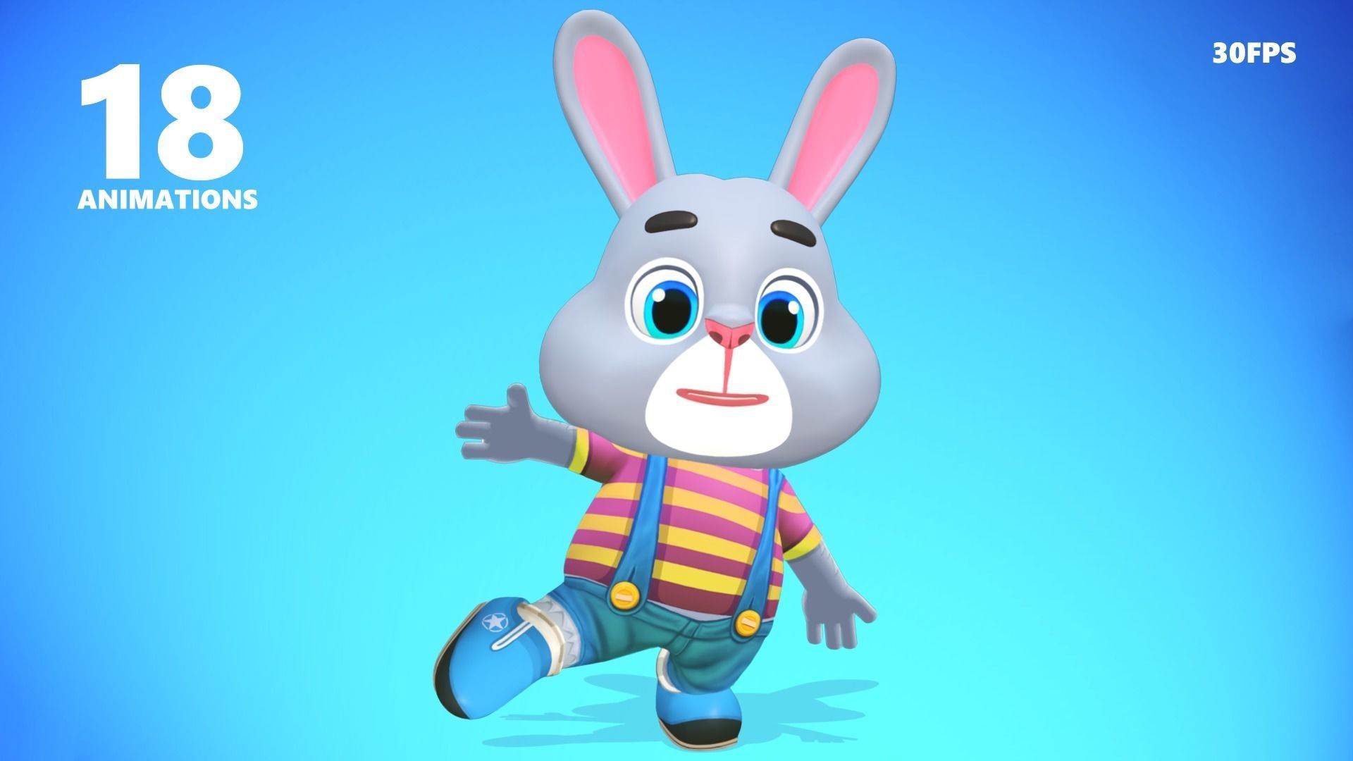 Rabbit Bunny Hare Animated Rigged Low-poly 3D model_5
