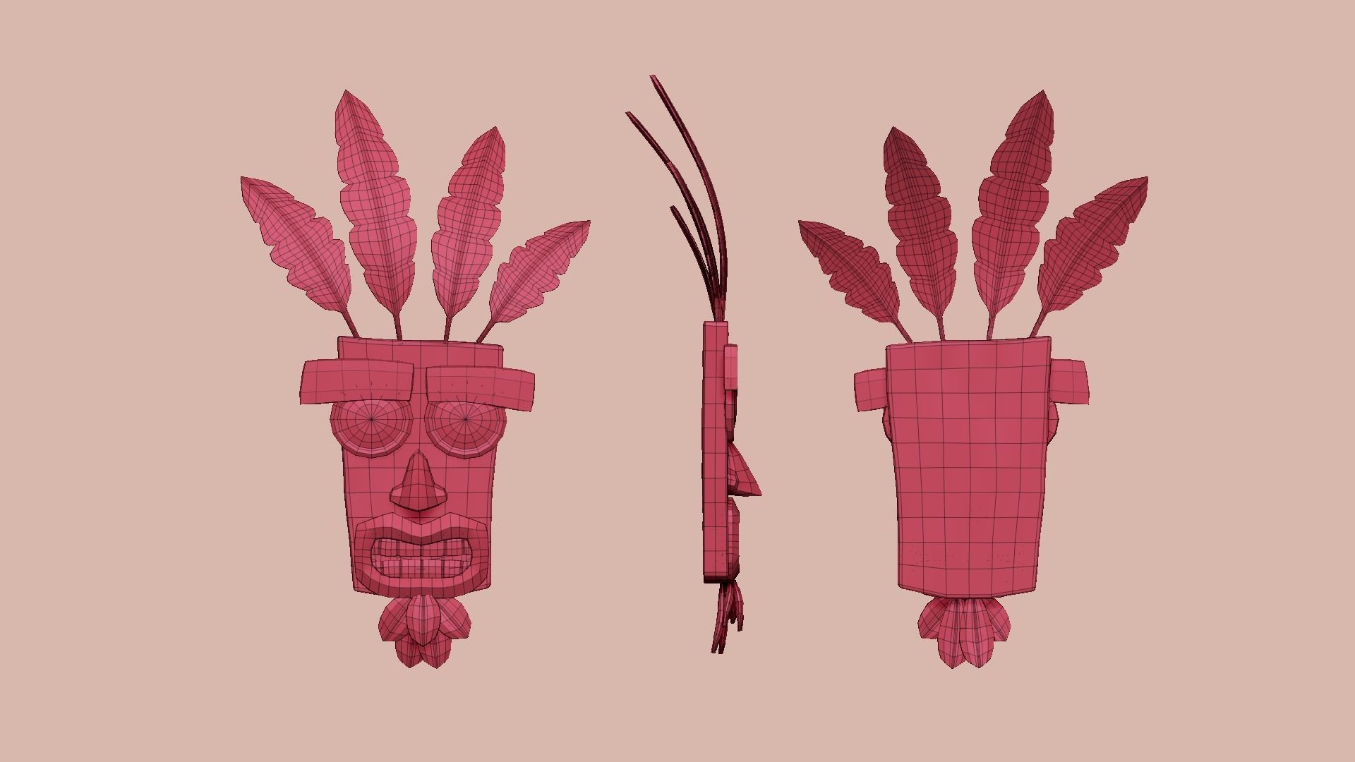 Crash Bandicoot - Aku Aku Mask - CGI and Printable Low-poly 3D model_13