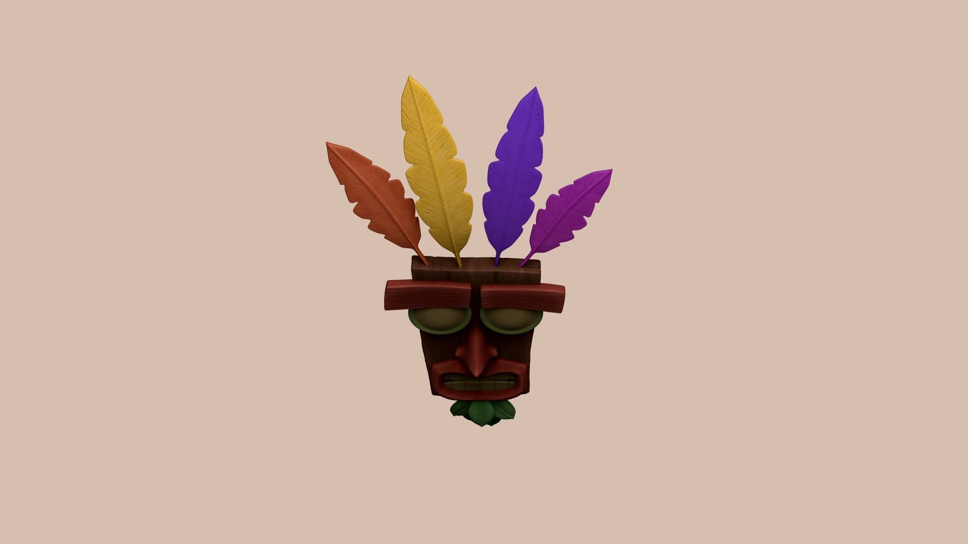 Crash Bandicoot - Aku Aku Mask - CGI and Printable Low-poly 3D model_4