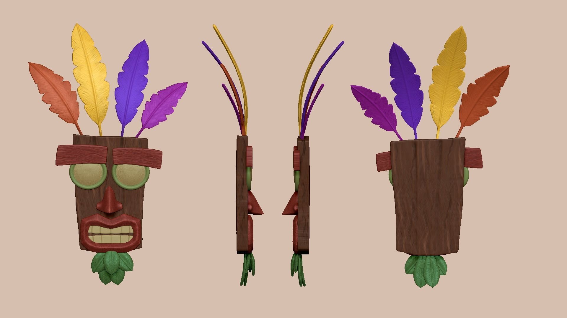 Crash Bandicoot - Aku Aku Mask - CGI and Printable Low-poly 3D model_1