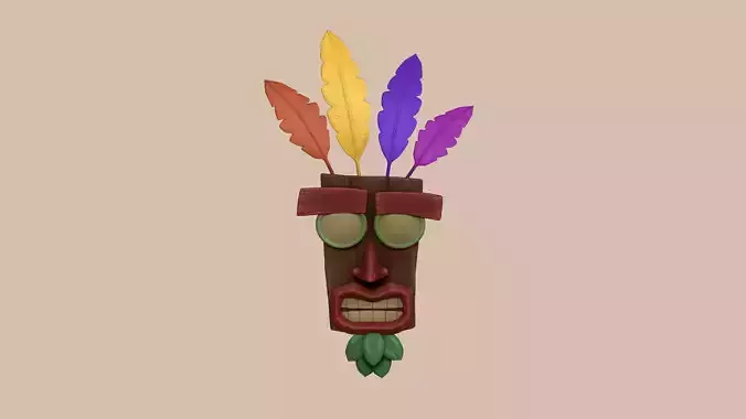 Crash Bandicoot - Aku Aku Mask - CGI and Printable Low-poly 3D model