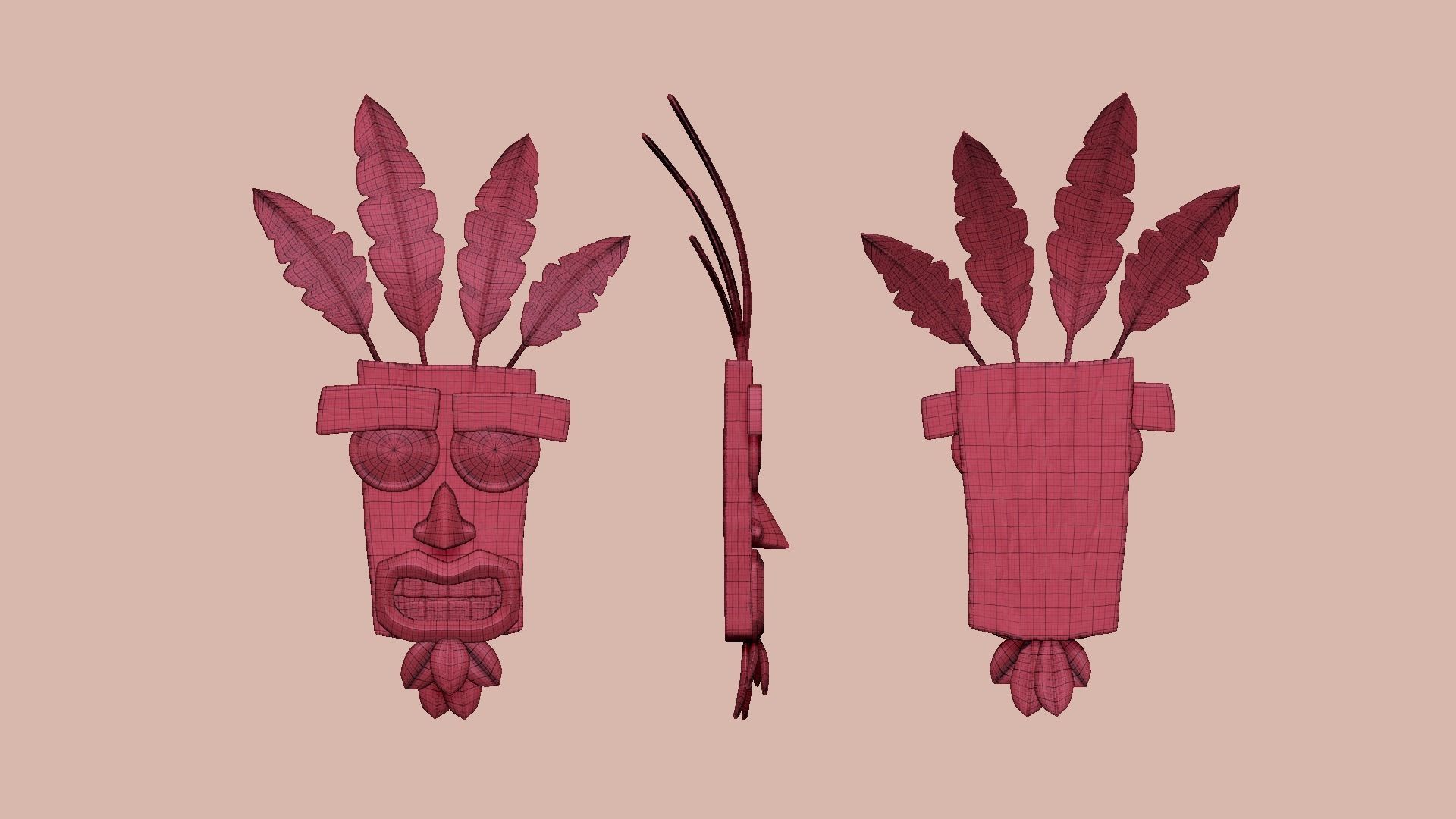 Crash Bandicoot - Aku Aku Mask - CGI and Printable Low-poly 3D model_14