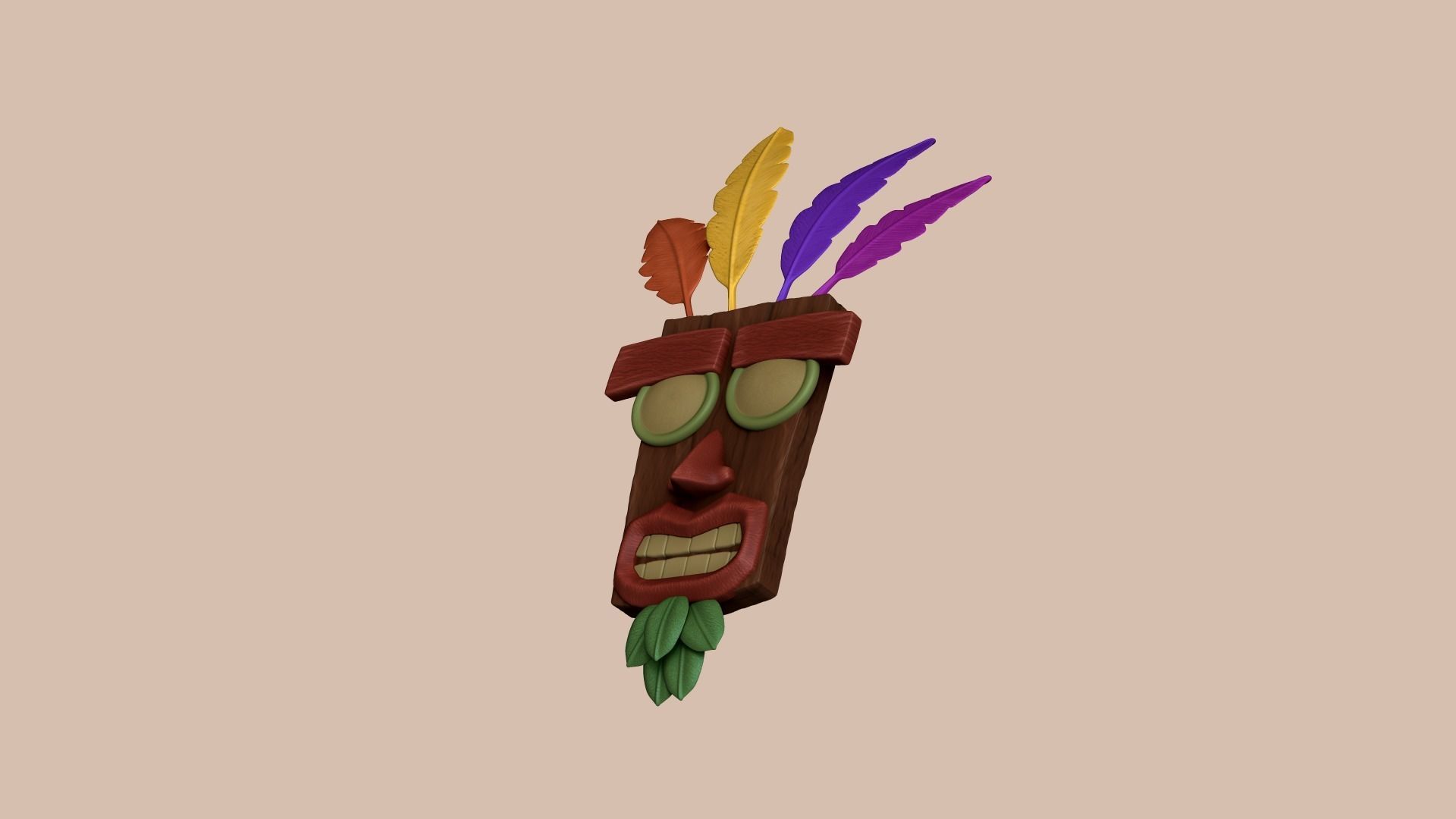 Crash Bandicoot - Aku Aku Mask - CGI and Printable Low-poly 3D model_6