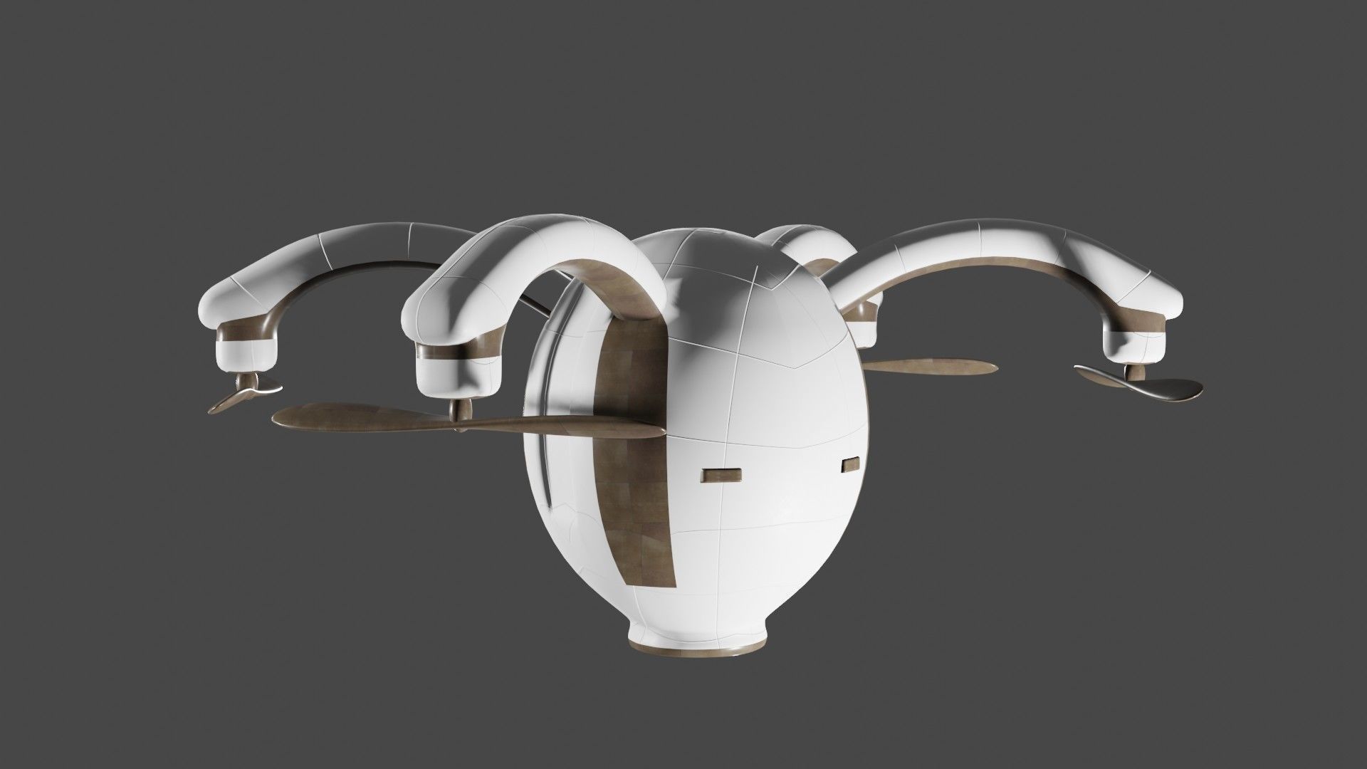 drone vase with two metal handles 3D model_2