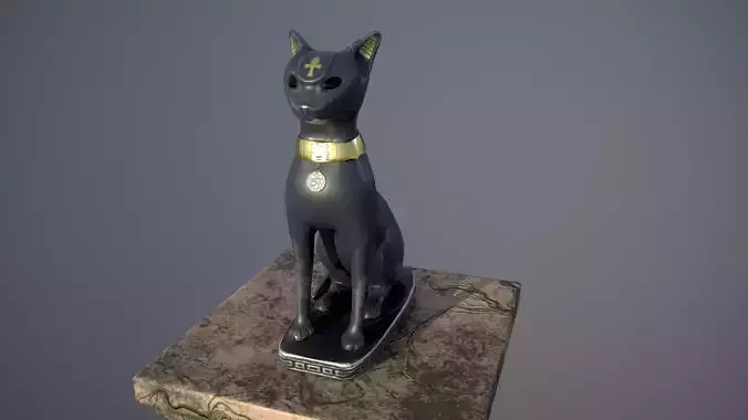 Egyptian Cat Statue on Pedastal