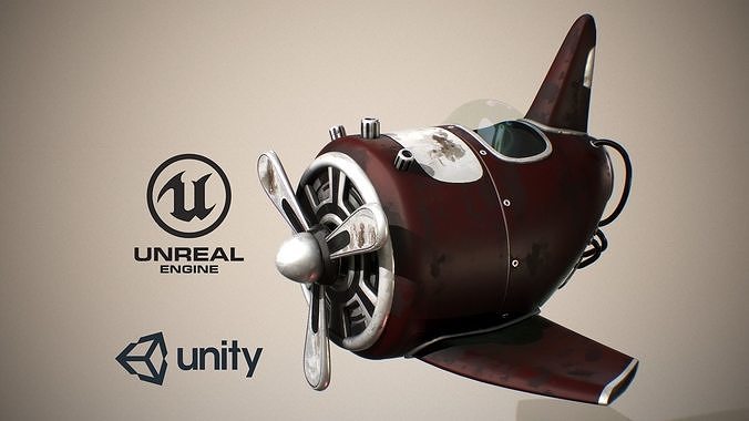 Toy AirPlane -Dark Red Aircraft- 3D model