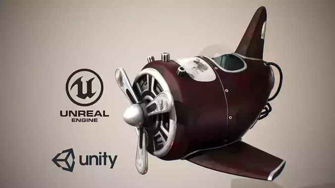 Toy AirPlane -Dark Red Aircraft- 3D model