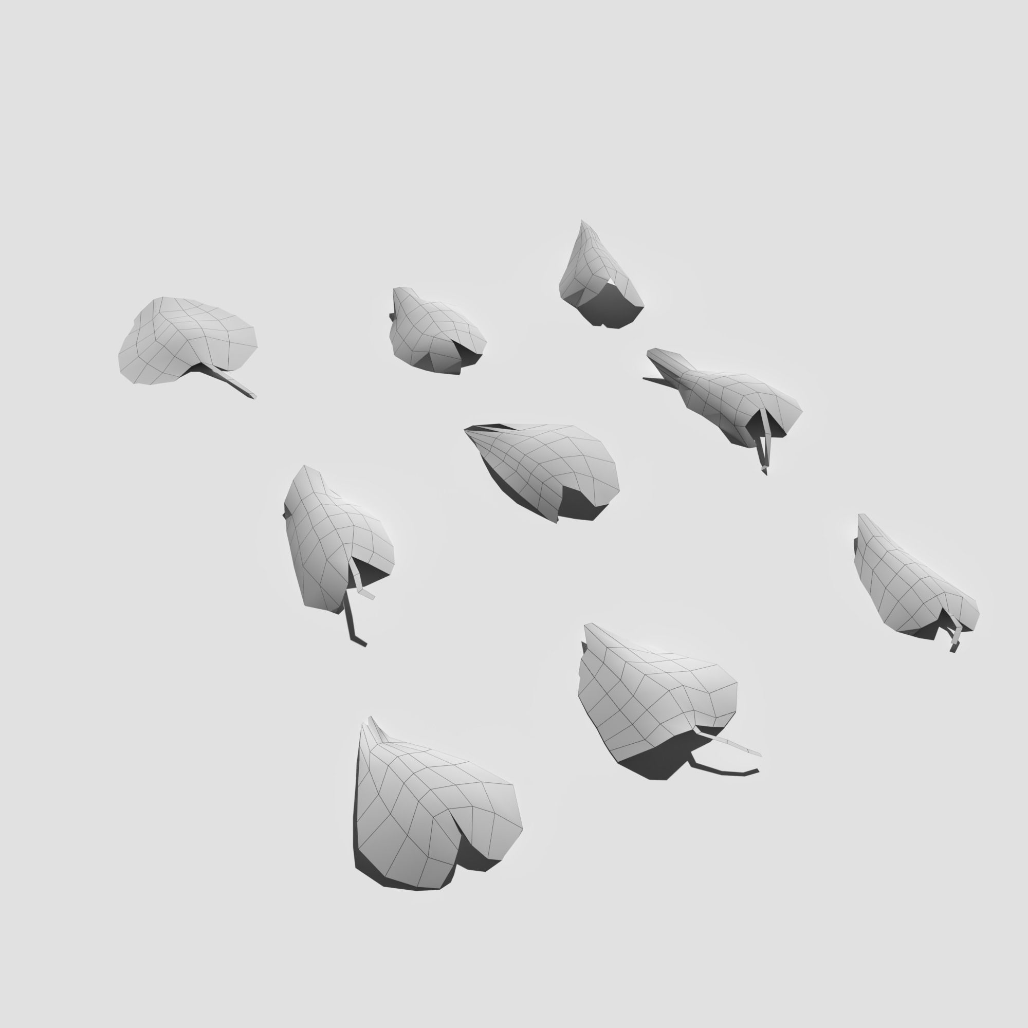 Dry Linden Leaves Pack Low-poly 3D model_20