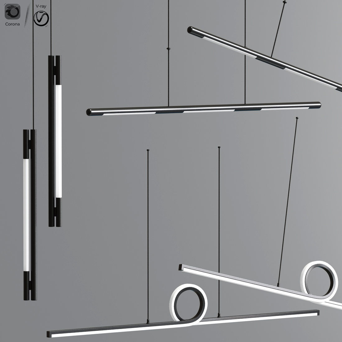 Counterpoint Led Linear Pendant Collection 3D model_1