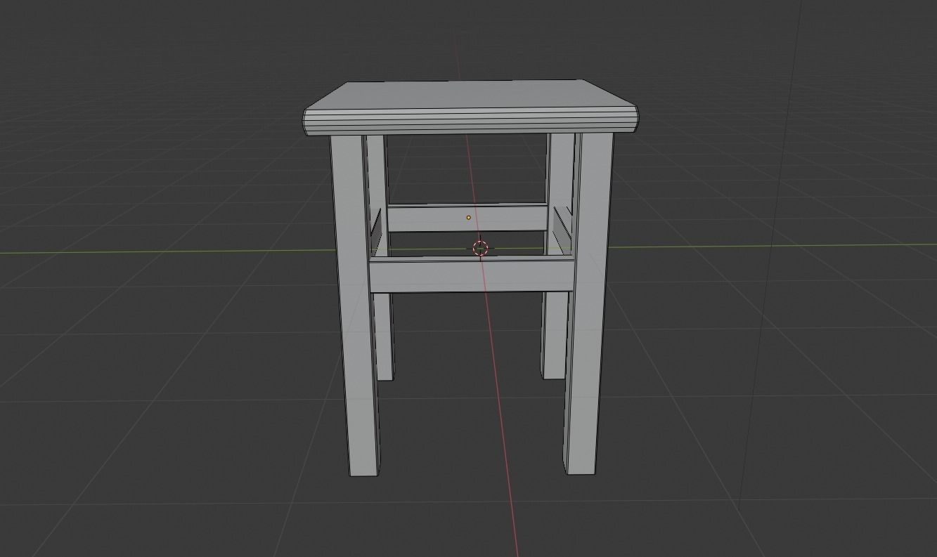Chair stool Low-poly 3D model_6