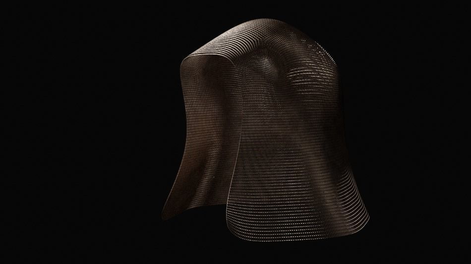 Helmet mesh cloak 3D model_2